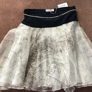 CROP by David Peck Paris-map Silk Skirt